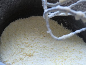 Mehl Mischung und Butter für Vanille Cupcakes