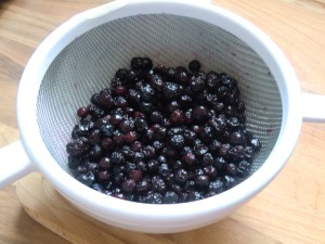 Blueberries in Sieb