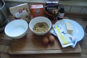 Komplett Zuataten für Brownie Cookies